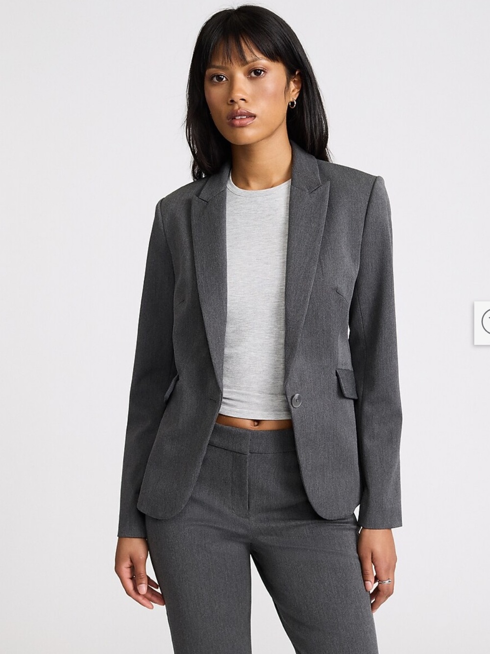 Express Editor Women’s Fitted Gray One Button Blazer with Black Lining